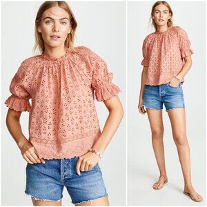 Ulla Johnson eyelet blouse with puff sleeves